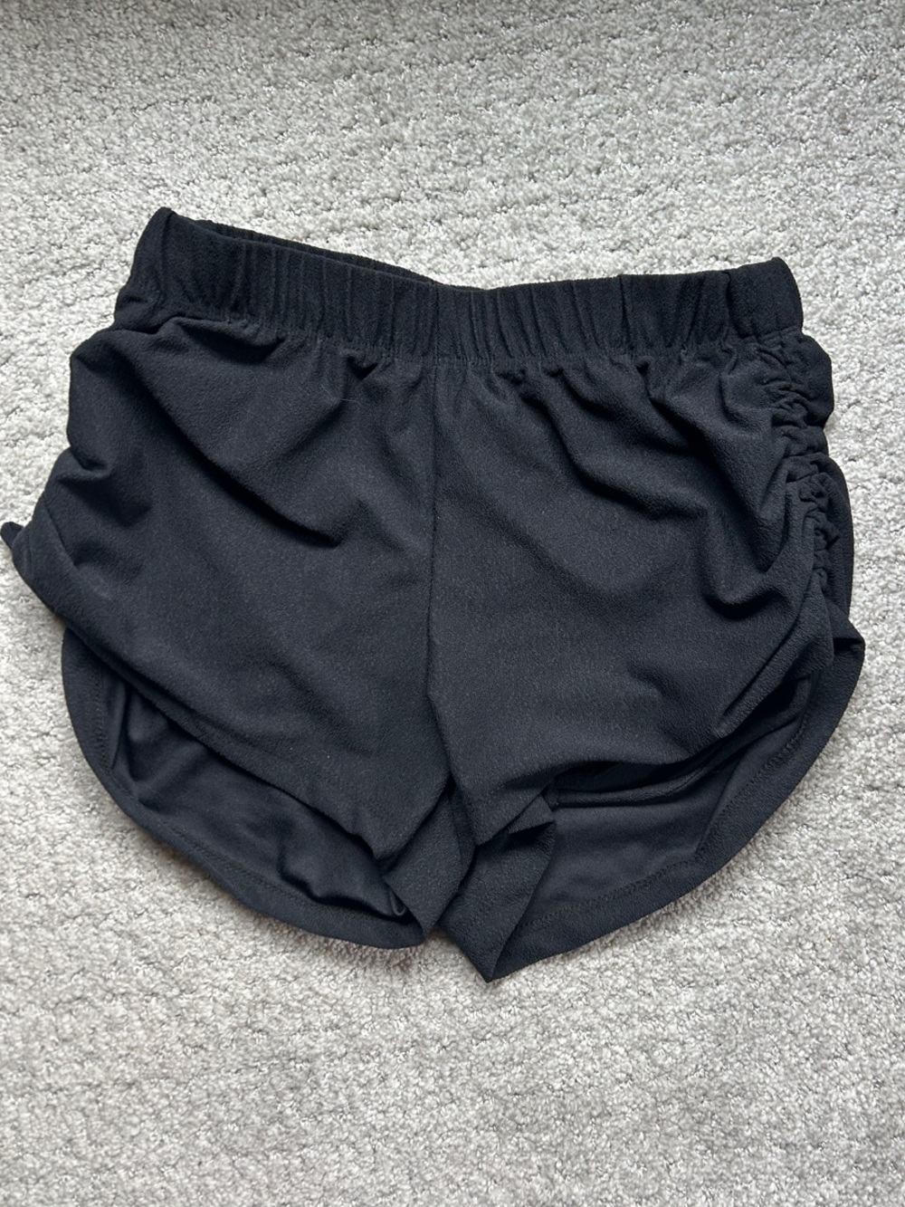 Women's Black Athletic Shorts with Gathered Side Detail